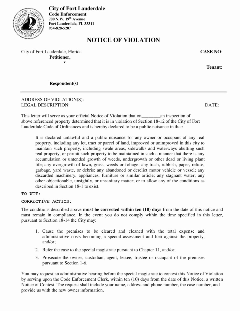 Notice Of Violation Letter Sample Unique City Of fort Lauderdale Fl Neighbor Resources