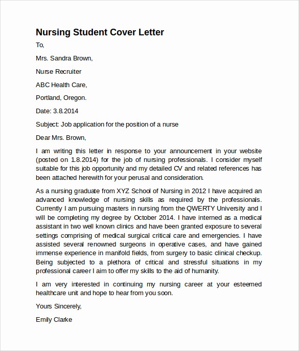 Nursing Cover Letter Template Word Elegant 8 Nursing Cover Letter Templates to Download