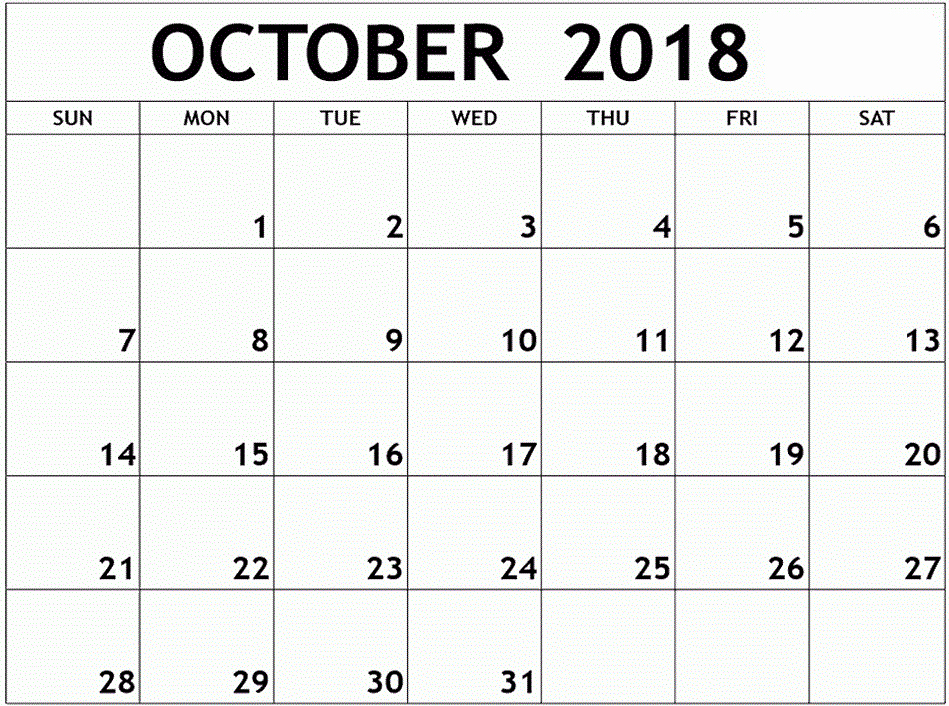 October 2018 Printable Calendar Word Inspirational Calendar October 2018 Printable