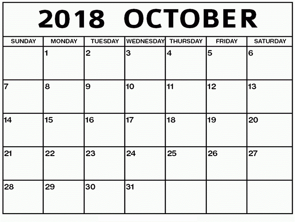 October 2018 Printable Calendar Word Inspirational Free October 2018 Editable Printable Calendar Templates