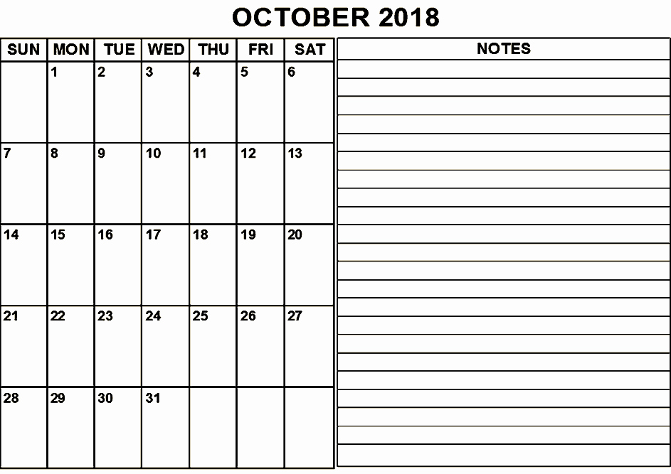 October 2018 Printable Calendar Word Luxury October 2018 Calendar Printable with Holidays
