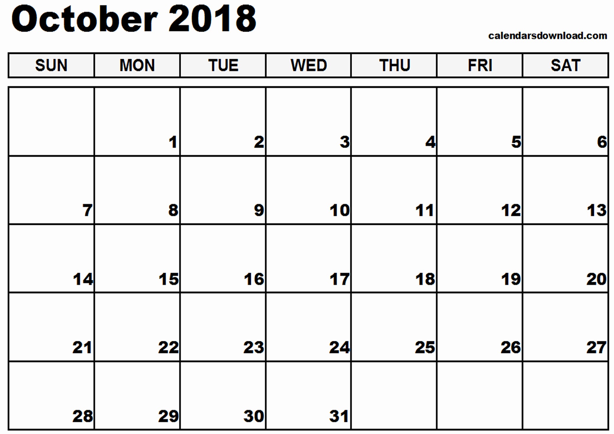 October 2018 Printable Calendar Word Luxury October 2018 Printable Calendar
