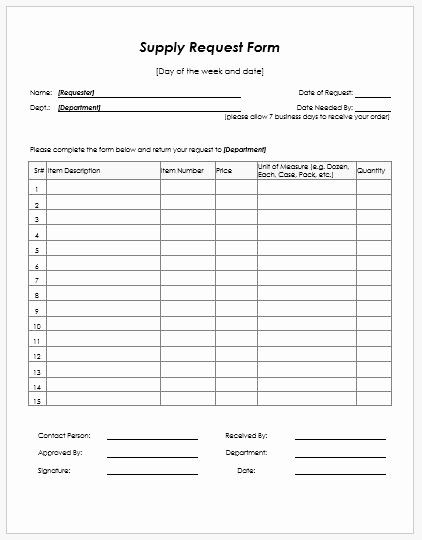 Office Lunch order form Template Fresh Supply Request form Templates Ms Word