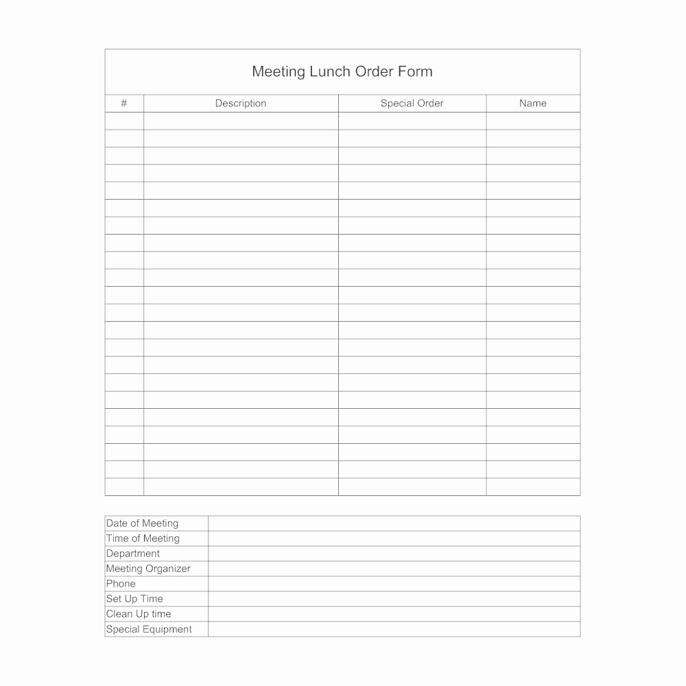 Office Lunch order form Template Luxury Lunch Meeting order form
