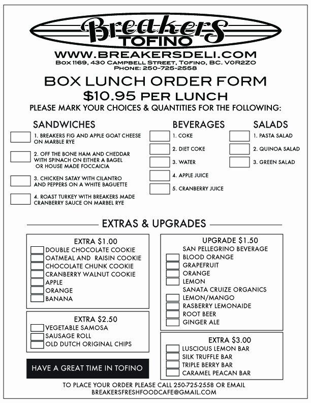 Office Lunch order form Template Unique Subway Fice Lunch order form Printable