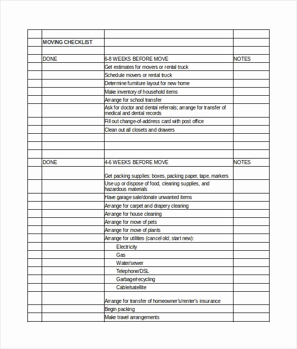 Office Move Checklist Template Excel Awesome Moving Checklist Template 20 Word Excel Pdf Documents