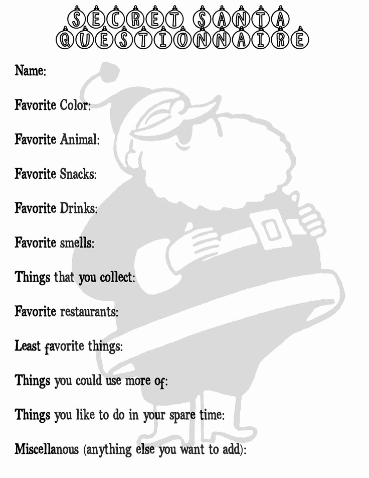 Office Secret Santa Questionnaire Templates Fresh 25 Best Ideas About Secret Santa Questionnaire On