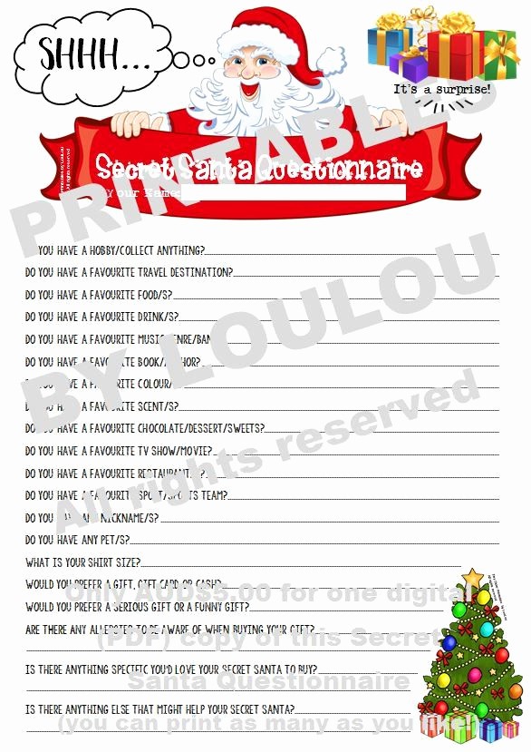 Office Secret Santa Questionnaire Templates Unique 25 Best Ideas About Secret Santa Questionnaire On Pinterest