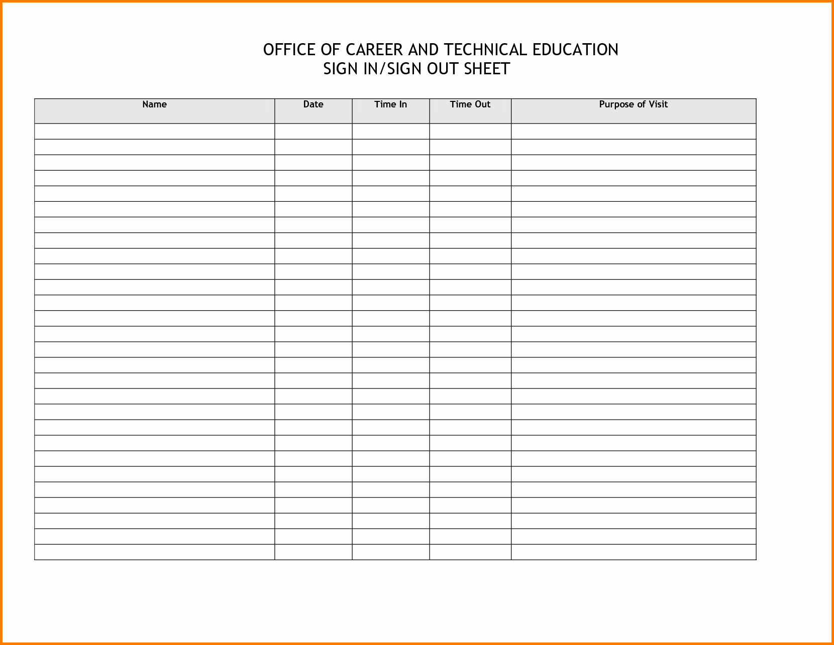 Office Sign In Sheet Template Awesome 3 Sign Out Sheet Template