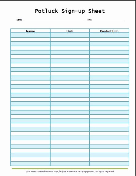 Office Sign In Sheet Template New Printable Potluck Sign Up Sheet Template