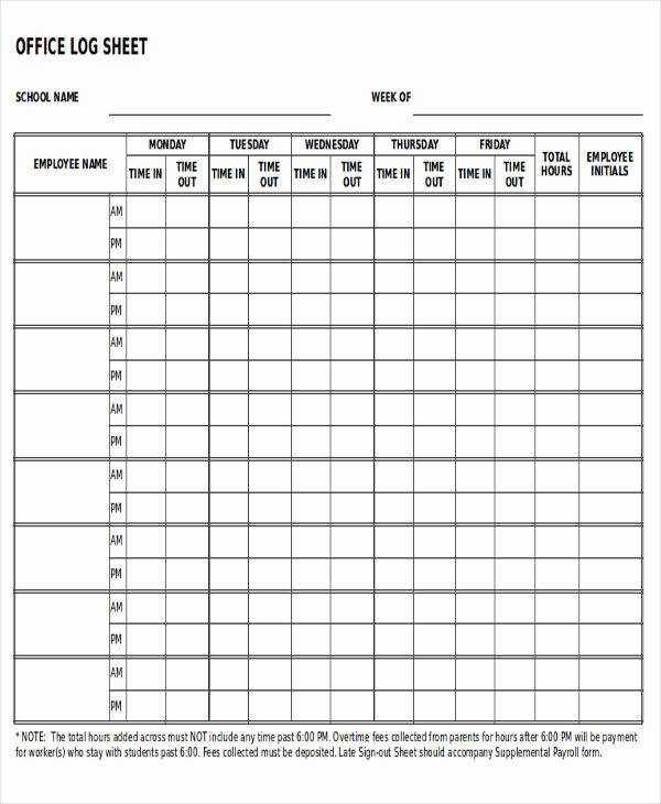 Office Sign In Sheet Template Unique 27 Log Templates In Excel