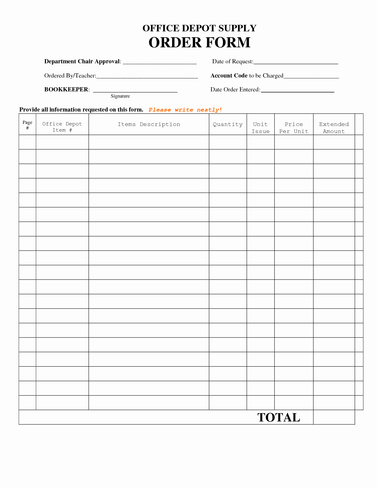 Office Supply order List Template Awesome Best S Of Standard Fice Supply order form Fice