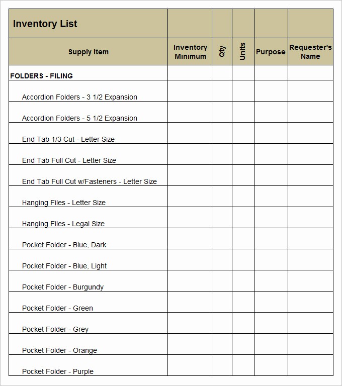 Office Supply order List Template Beautiful Supply Inventory Template 19 Free Word Excel Pdf