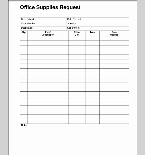 Office Supply order List Template Beautiful Supply Request form