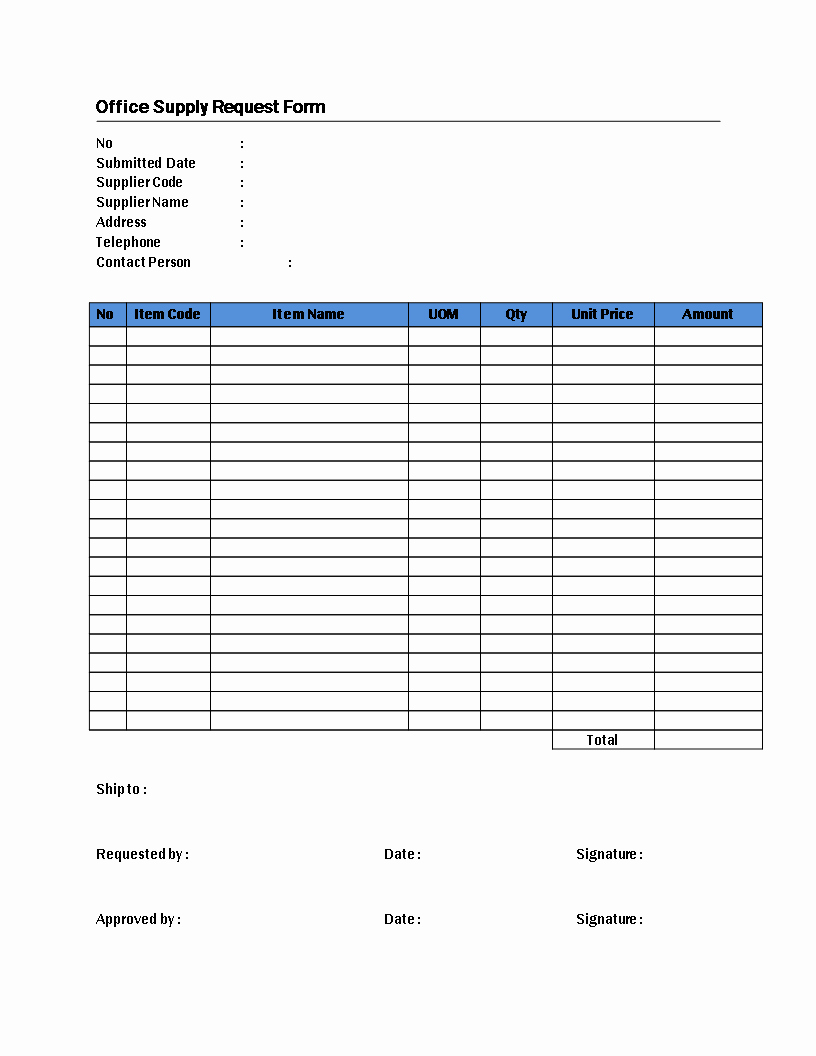 Office Supply order List Template Inspirational Free Fice Supply Request form Template
