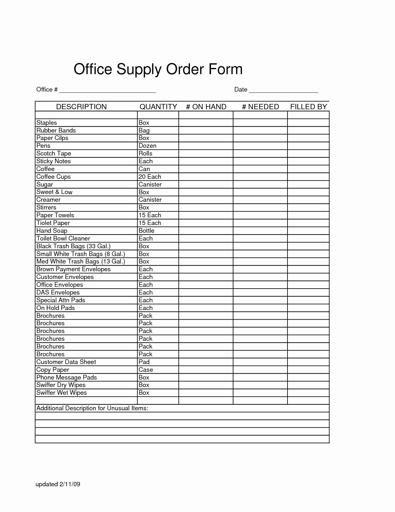 Office Supply order List Template Lovely Best S Of Standard Fice Supply order form Fice