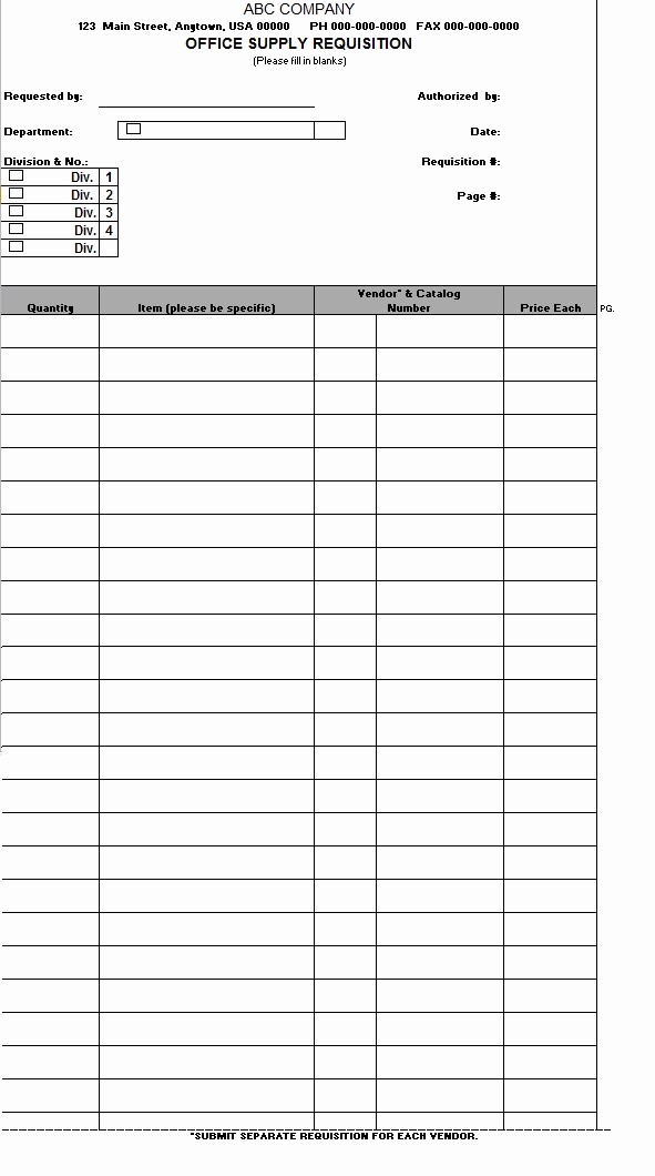 Office Supply order List Template Lovely Fice Supply Requisition form Template Sample