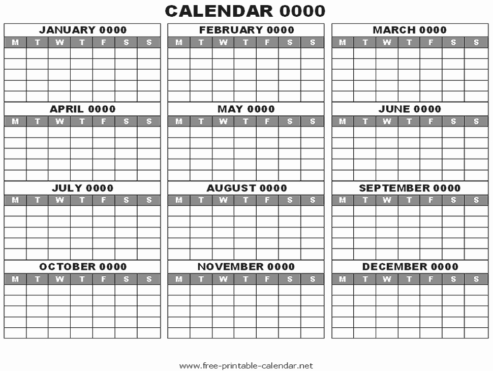 One Page 12 Month Calendar Inspirational 12 Months Calendar Printable Calendar Template 2018