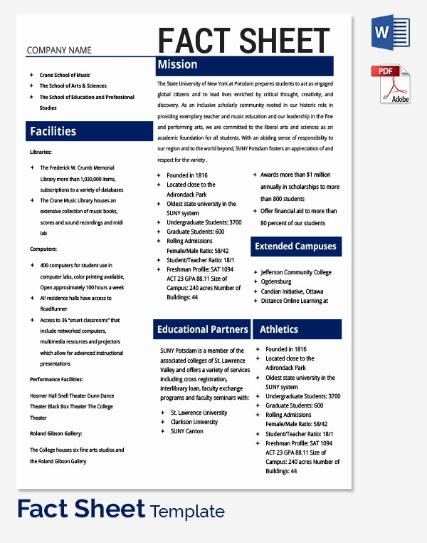 One Page Fact Sheet Template New Fact Sheet Template 32 Free Word Pdf Documents