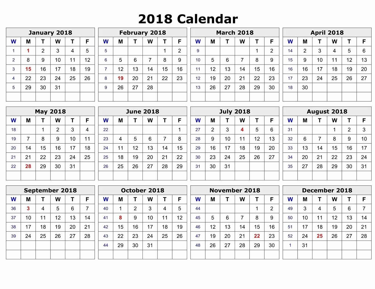 One Page Year Calendar 2017 Best Of Yearly Calendar 2018 Printable