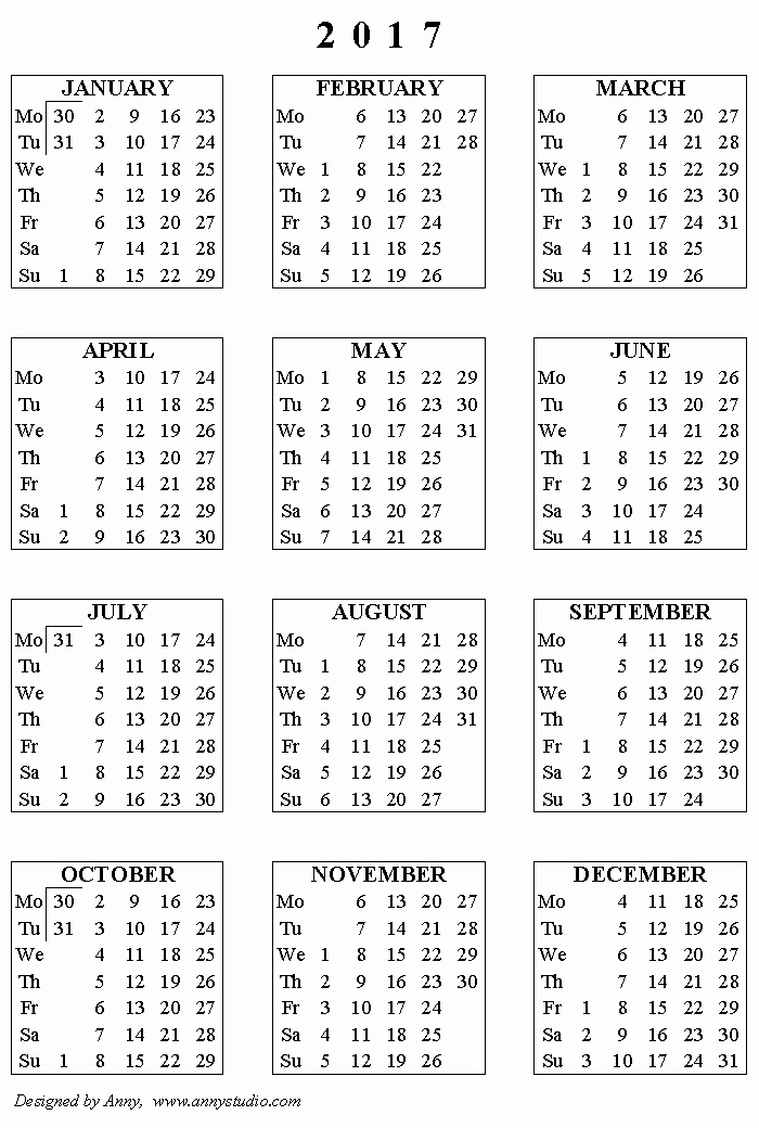 One Page Year Calendar 2017 Fresh Kalendaryo 2017