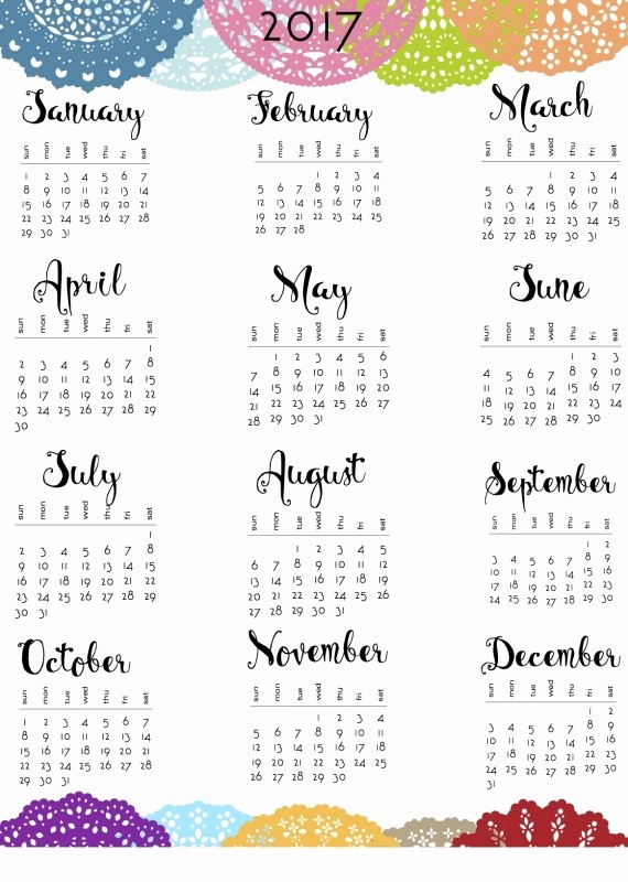One Page Year Calendar 2017 Fresh Year 2017 Calendar Printable E Page Free Calendar Template
