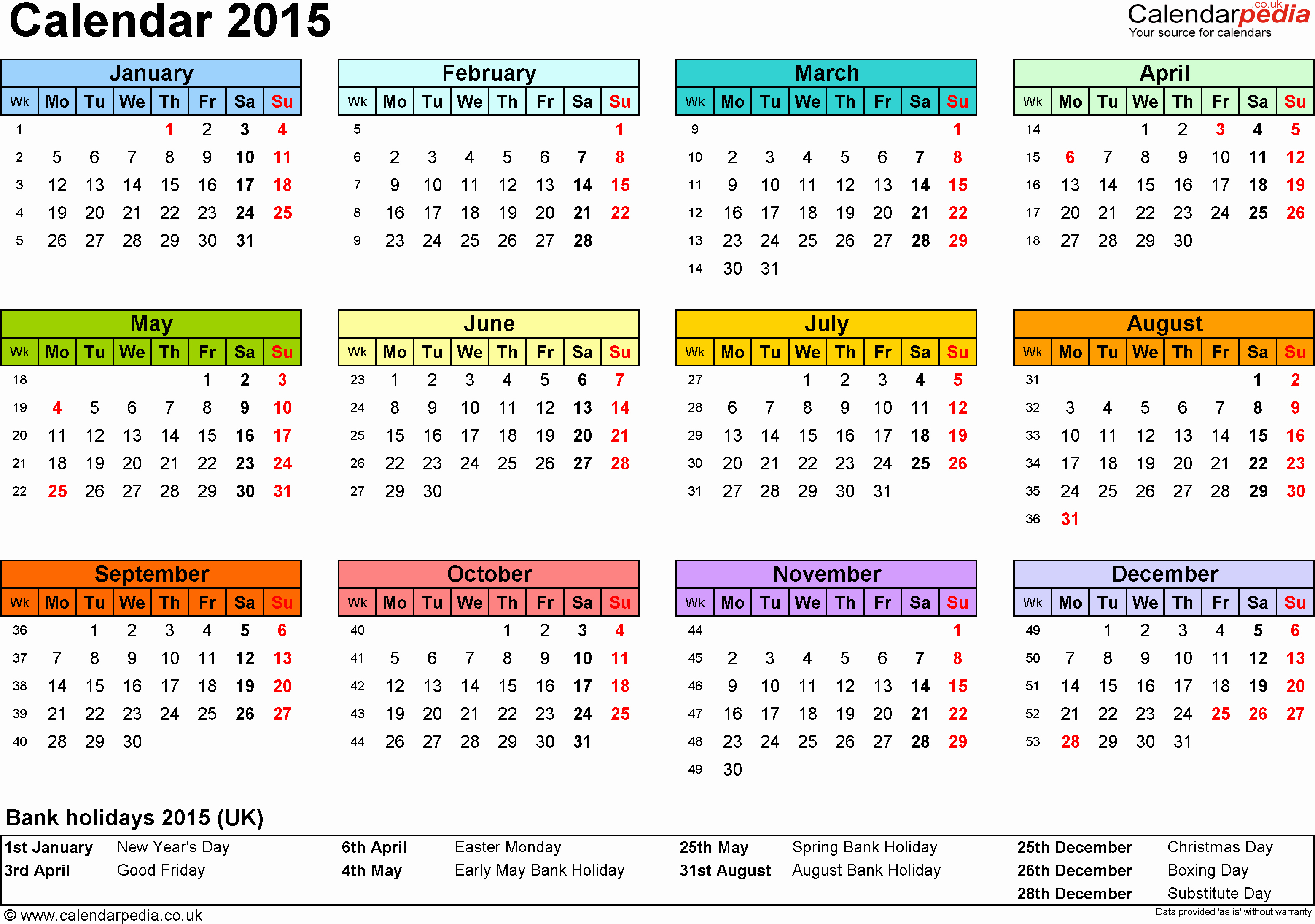 One Page Yearly Calendar 2015 Awesome Printable Yearly Calendar 2015 – 2017 Printable Calendar