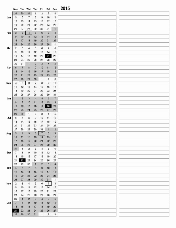 One Page Yearly Calendar 2015 Elegant E Page Printable Yearly Calendar – the Overthinker