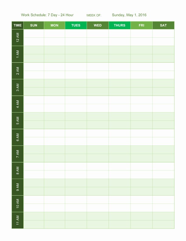 One Week Calendar with Hours Awesome Free Work Schedule Templates for Word and Excel