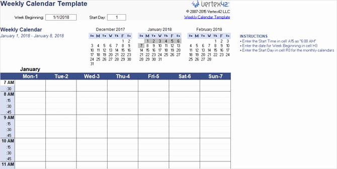 One Week Calendar with Hours Awesome the Best Free Microsoft Fice Calendar Templates for the