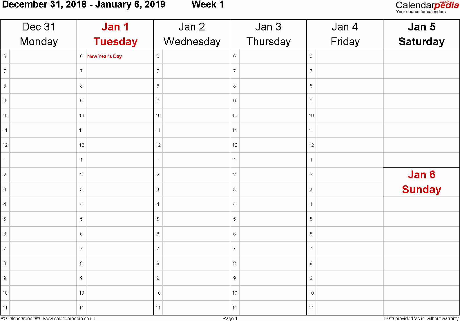 One Week Calendar with Hours Best Of Weekly Calendar 2019 Uk Free Printable Templates for Pdf