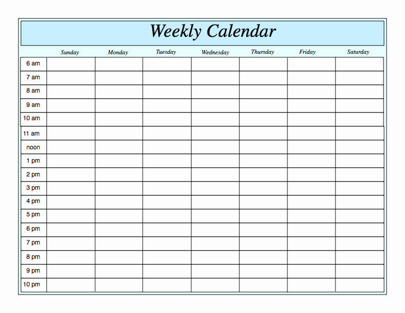 One Week Calendar with Hours Elegant Weekly Calendar by Hour