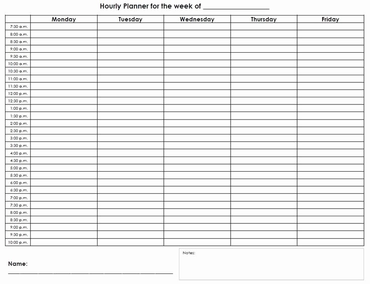 One Week Calendar with Hours Inspirational Free Printable Hourly Schedule Planner
