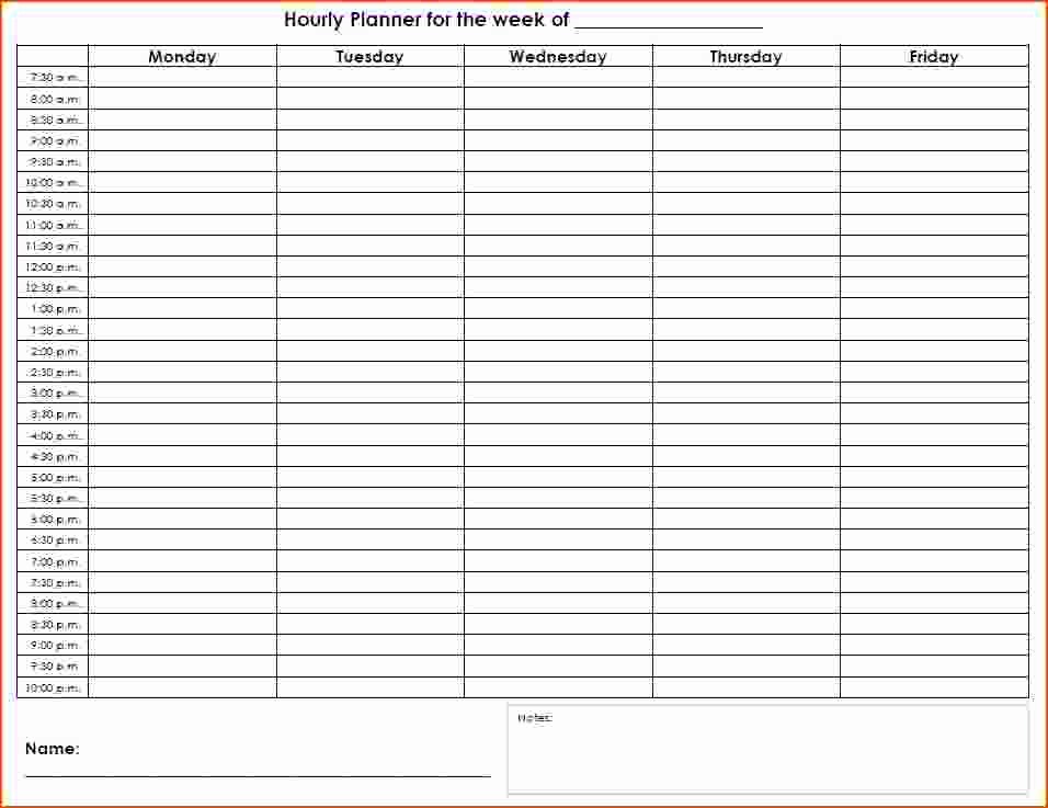 One Week Calendar with Hours Lovely 7 Weekly Hourly Planner Bookletemplate