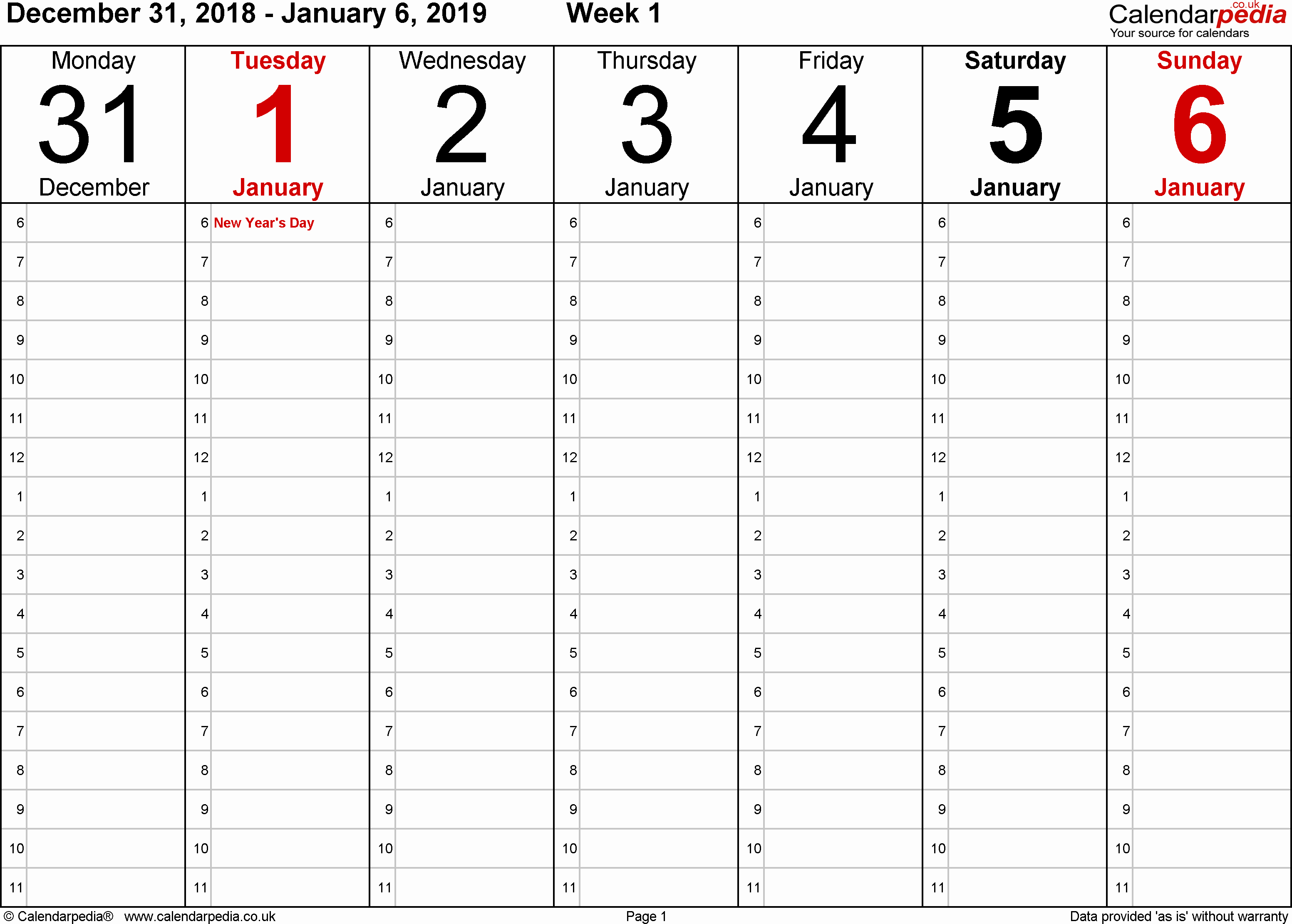 One Week Calendar with Hours Luxury Weekly Calendar 2019 Uk Free Printable Templates for Pdf