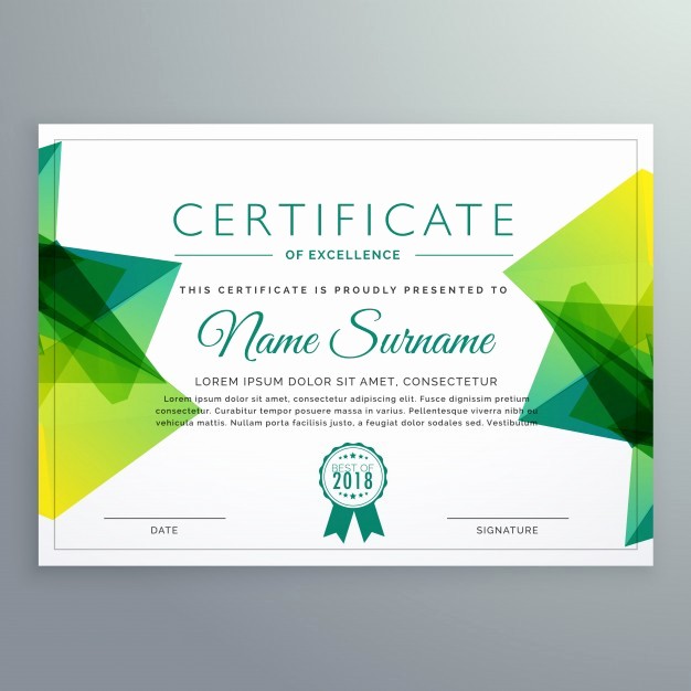 Online Certificate Maker with Logo Lovely Polygonal Green Achievement Certificate Template Vector