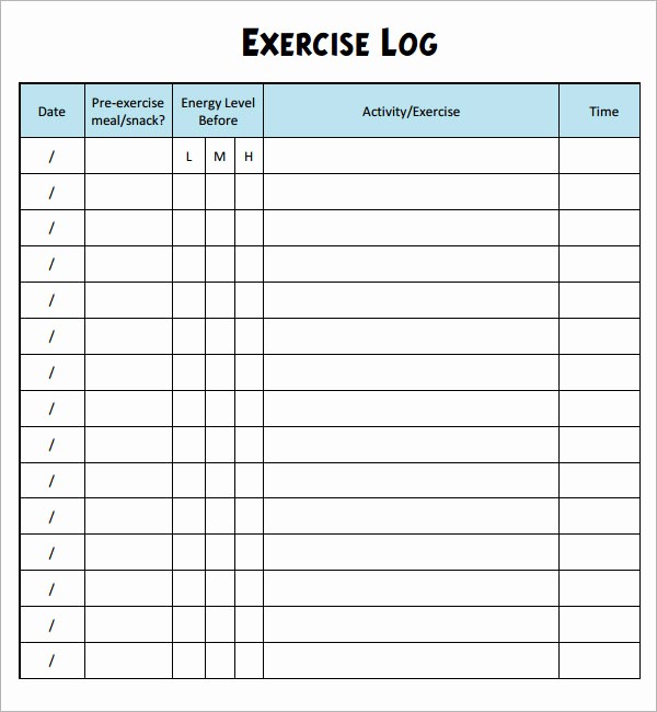 Online Food and Exercise Journal New Exercise Log Template 8 Free Pdf Doc Download