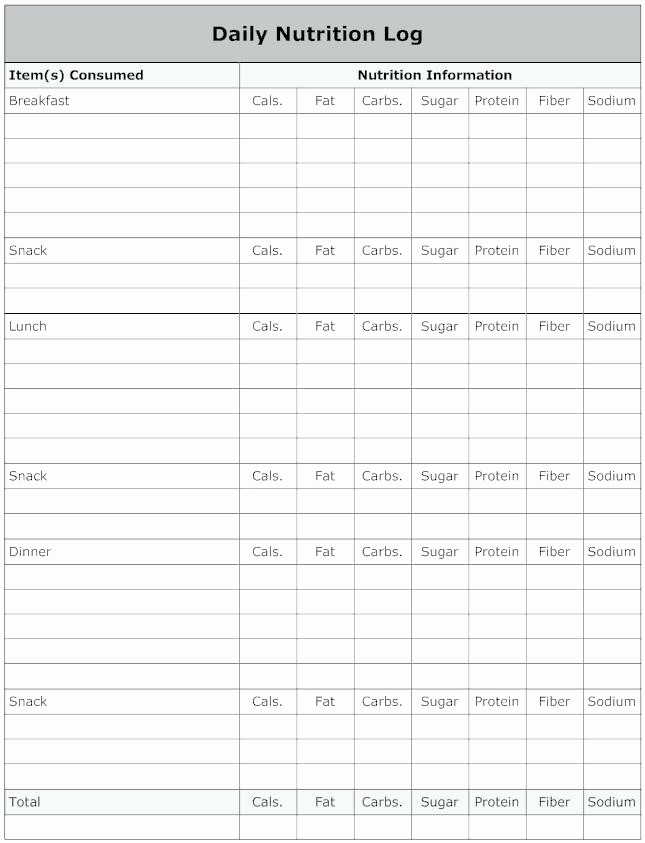 Online Food and Exercise Journal Unique Nutrition Spreadsheet Template Meal Journal Template Food