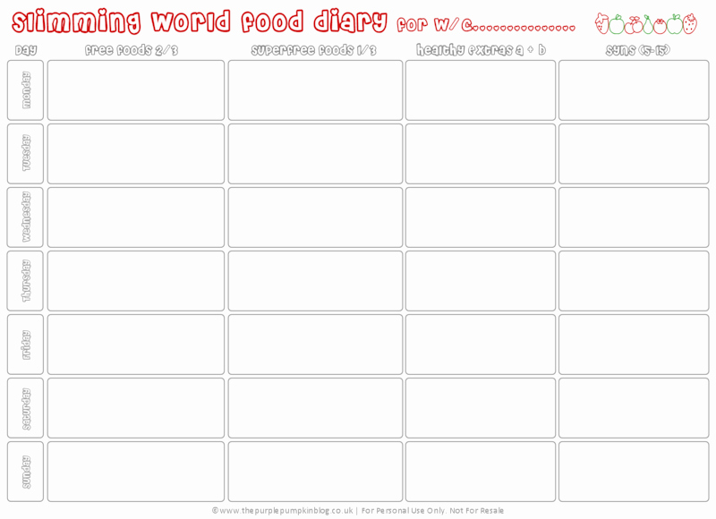Online Food and Exercise Journal Unique Slimming World Food Diary Free Printable the Purple