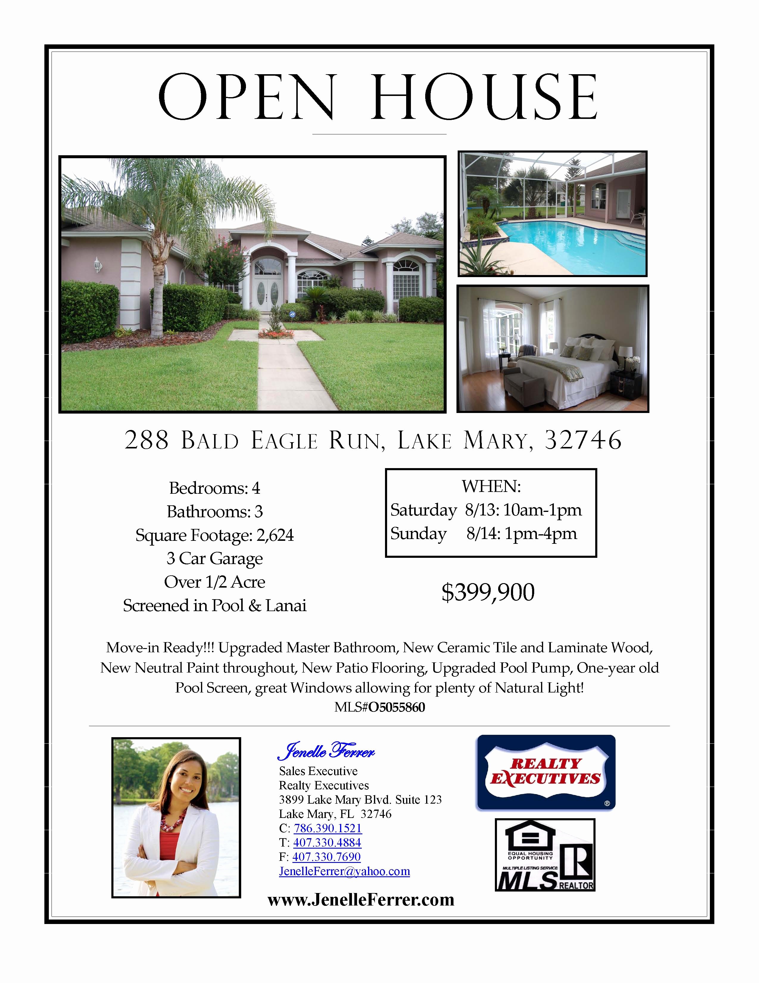 Open House Flyers for School Beautiful Lake Mary Fl Home