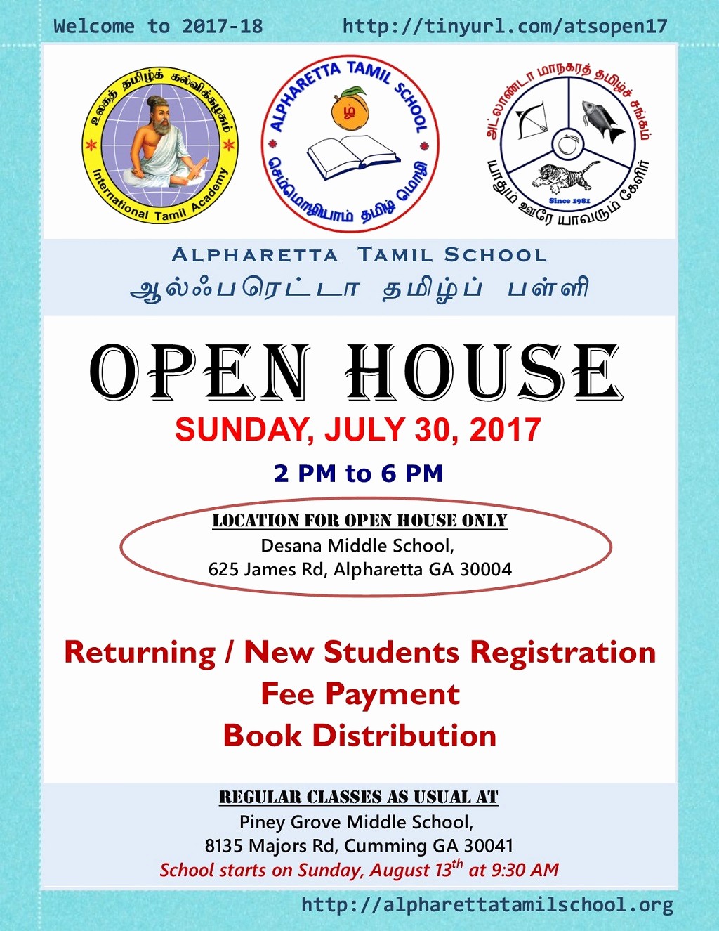 Open House Flyers for School Inspirational Alpharetta Tamil School School News