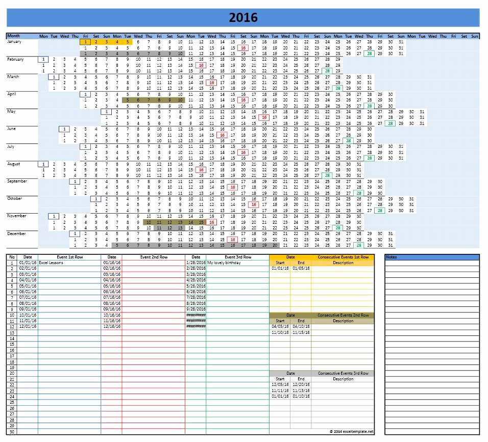 Open Office Calendar Template 2016 Beautiful Excel Calendar Templates