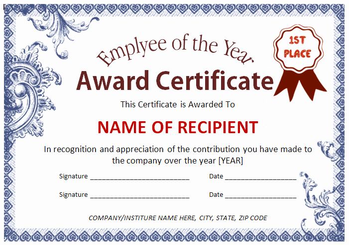 Open Office Certificate Templates Free Fresh Emplyee Award Certificate