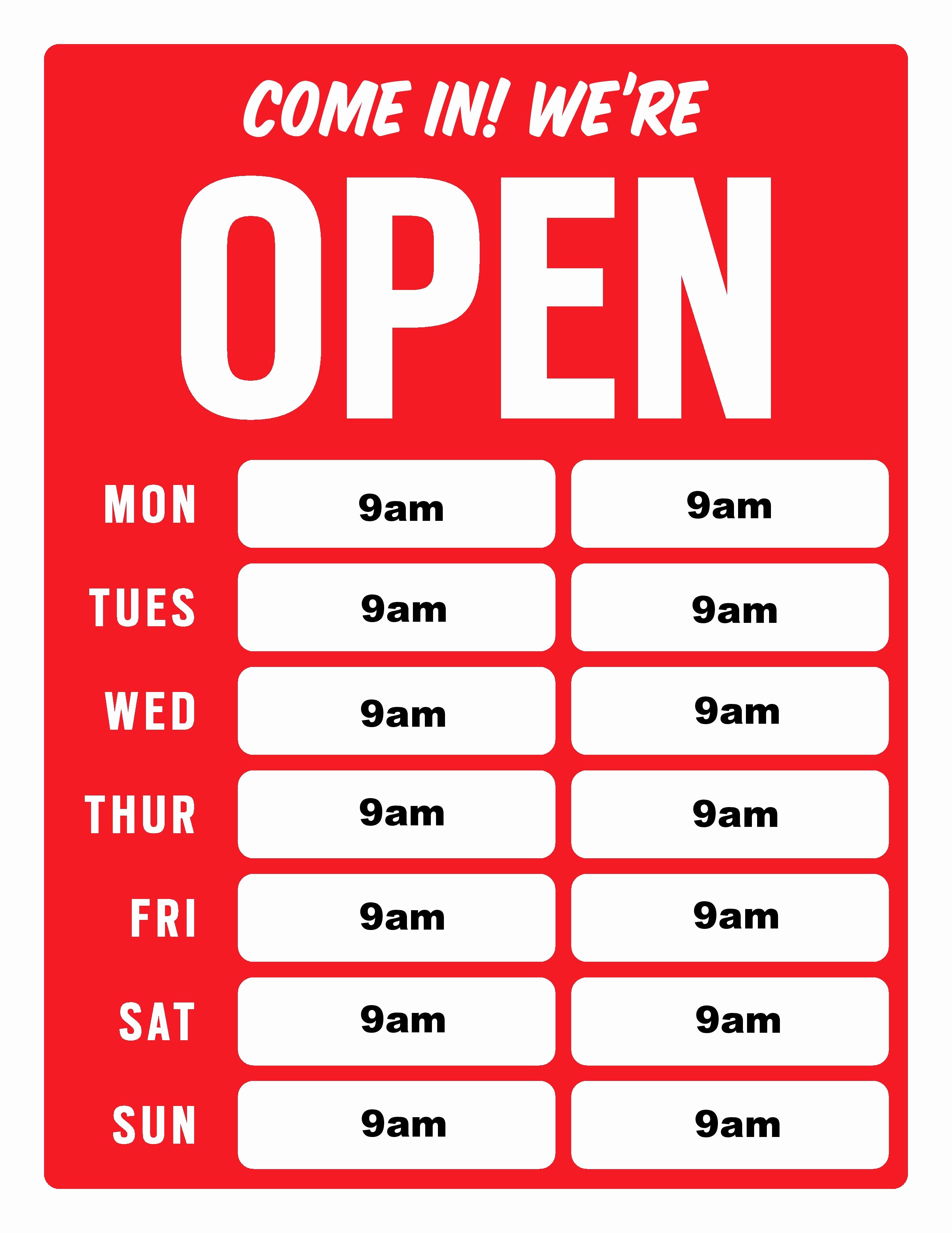 Opening Hours Template Microsoft Word Fresh 4 Best Of Business Hour Signs Printable Free