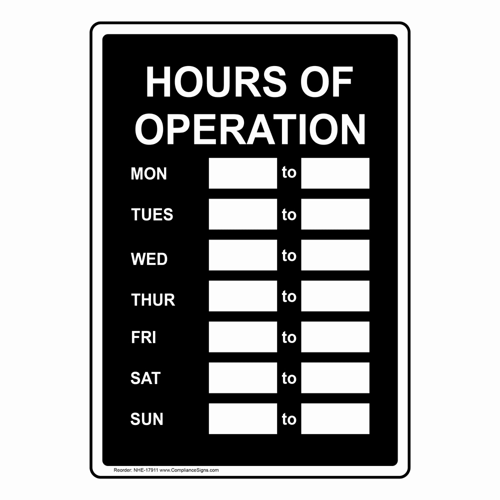 Opening Hours Template Microsoft Word Unique Hours Operation Sign Nhe Dining Hospitality