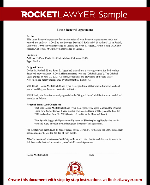 Option to Extend Lease Letter Lovely Lease Renewal Agreement form Rental Lease Renewal with