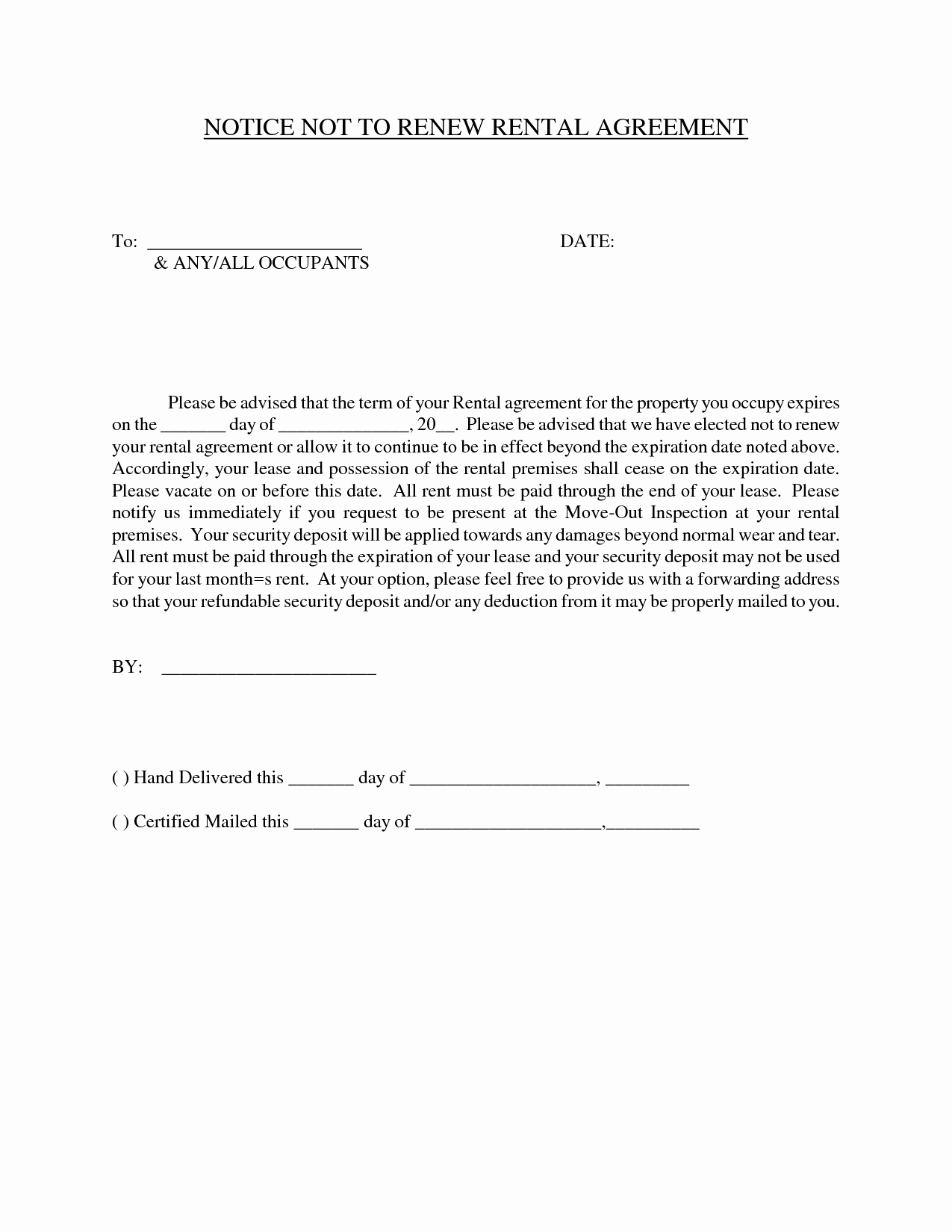 Option to Extend Lease Letter Unique Letter Of Not Renewing Lease