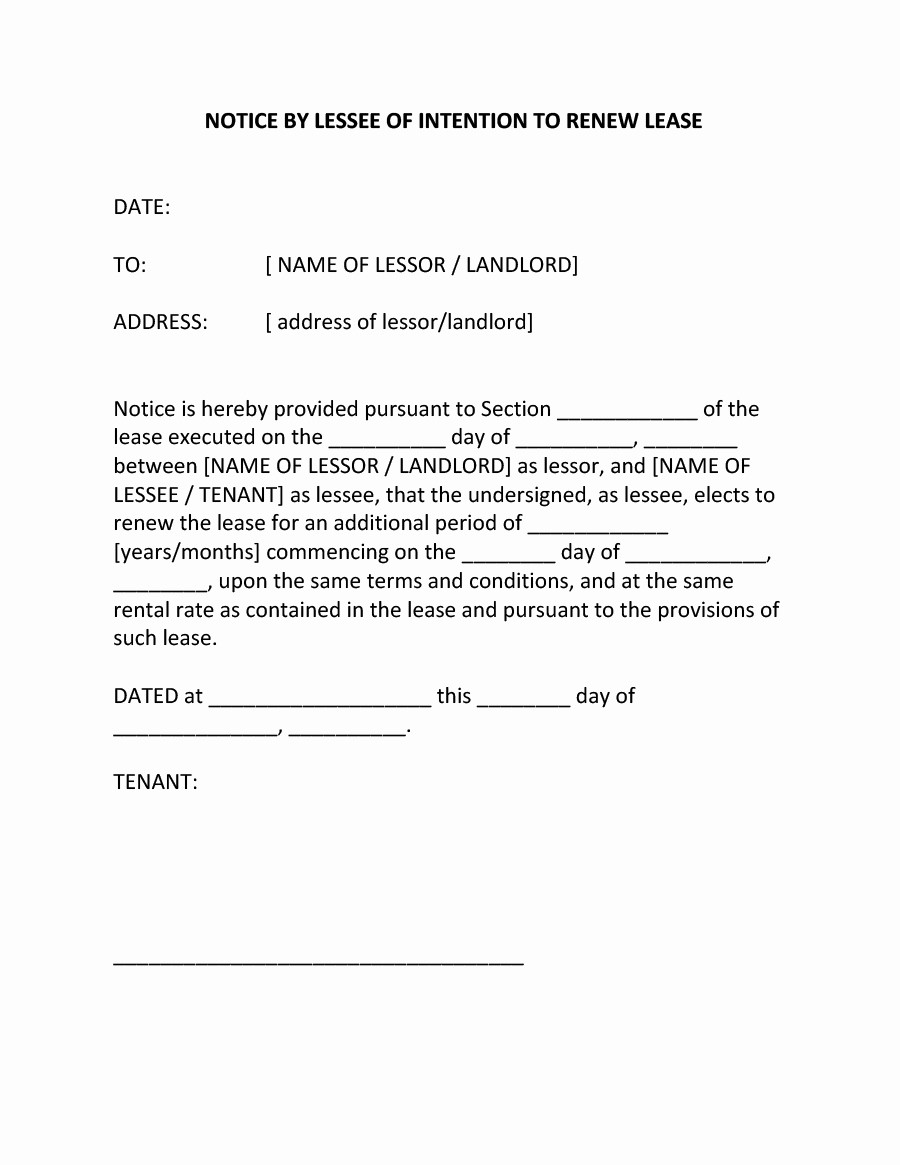 Option to Renew Lease form Awesome 36 Best Lease Renewal Letters &amp; forms Word &amp; Pdf