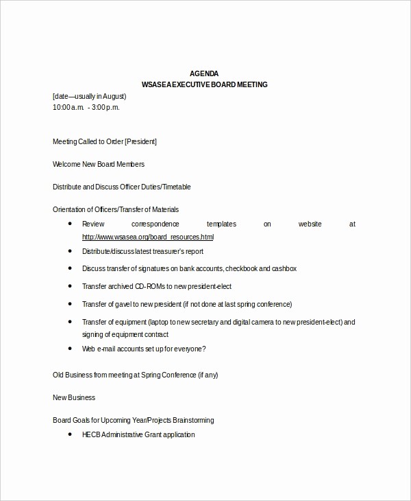 Order Of Business Meeting Agenda Awesome 8 Board Meeting Agenda Templates – Free Sample Example