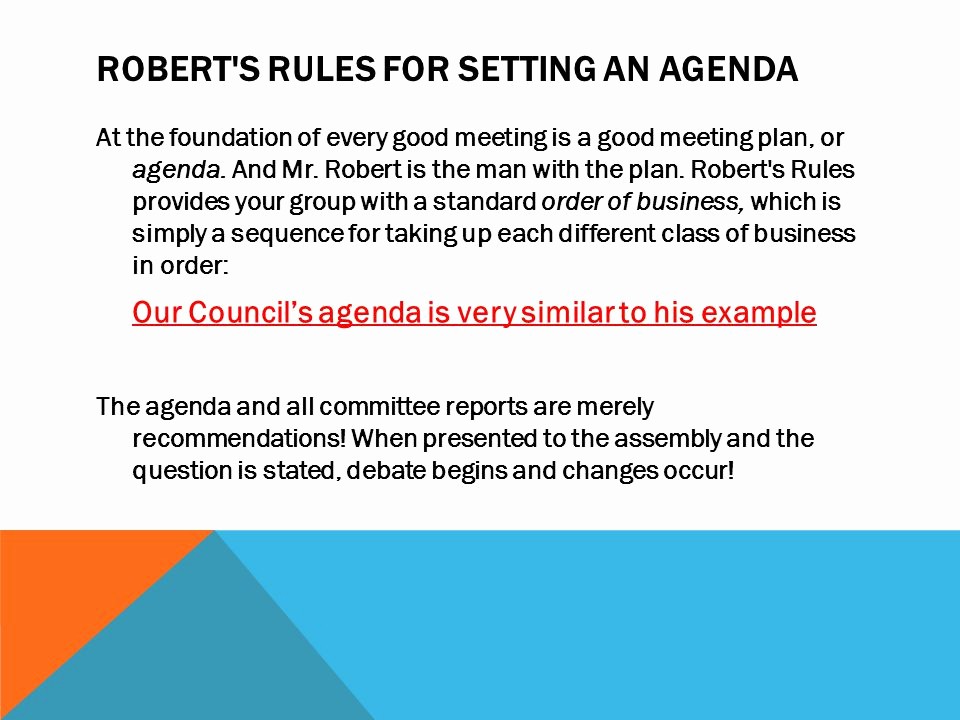 Order Of Business Meeting Agenda Unique Robert S Rules Of order Summary Version Ppt Video